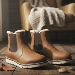 NWOB Alpine Design Brown Italian Leather Chelsea Blaze Ankle Boots Size 8.5